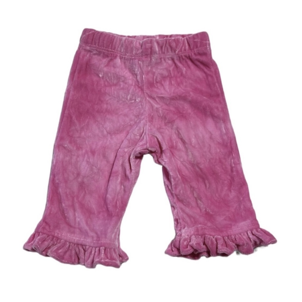 Vintage Psketti crushed velvet ruffle hem pants 6-12 months